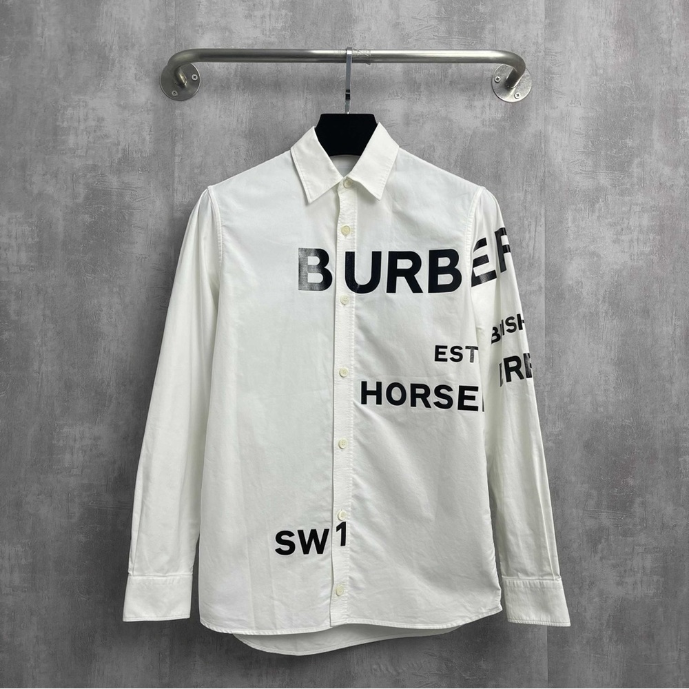 Authentic Burberry White Graphic Men's Shirt